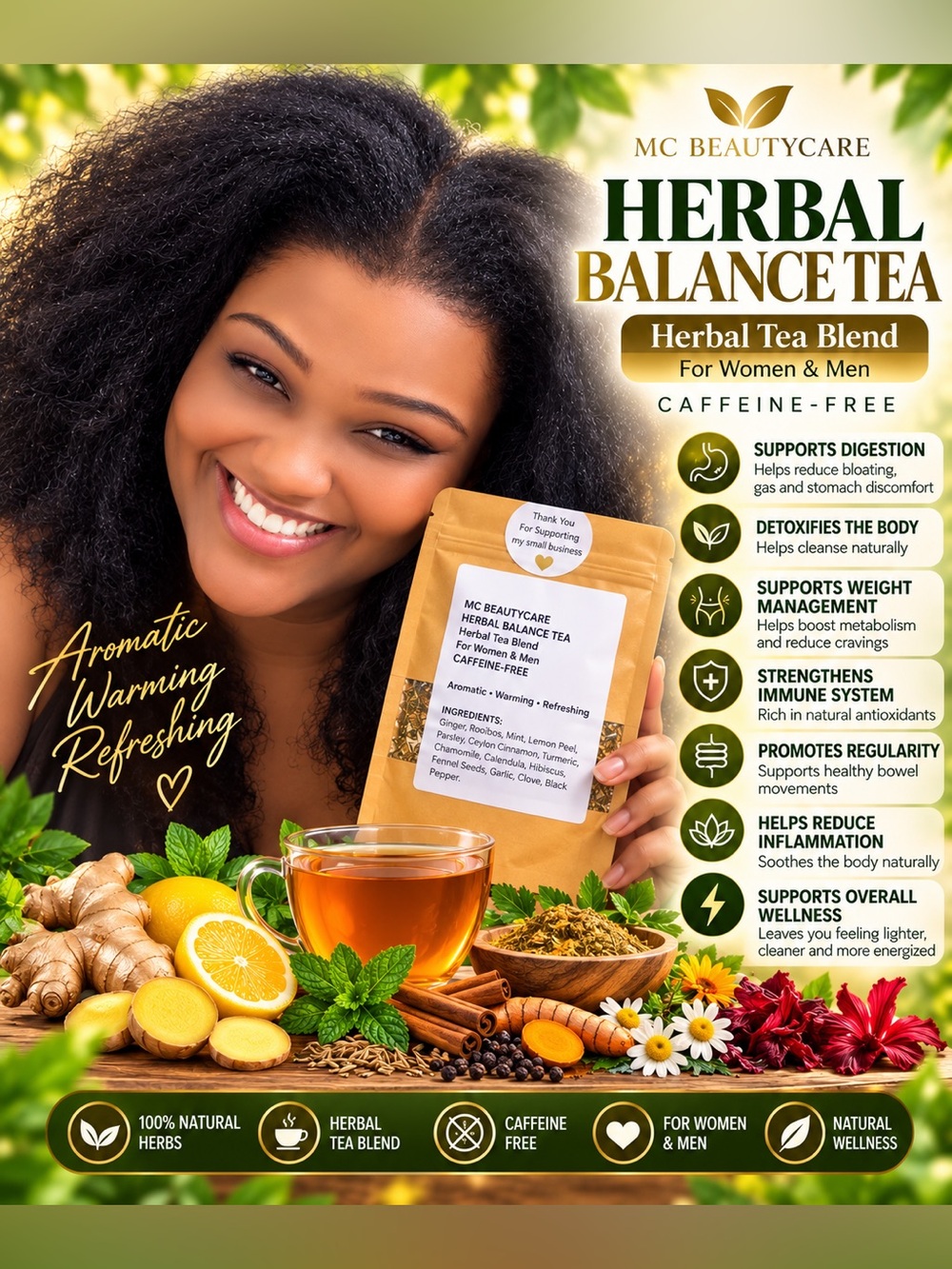 MC Beautycare Herbal Balance Tea Herbal Tea Blend Caffeine-Free